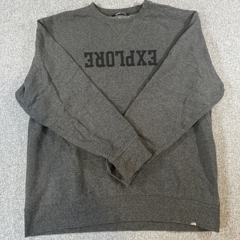 The North Face Explore Crewneck Sweatshirt Mens XL Gray Pullover Logo